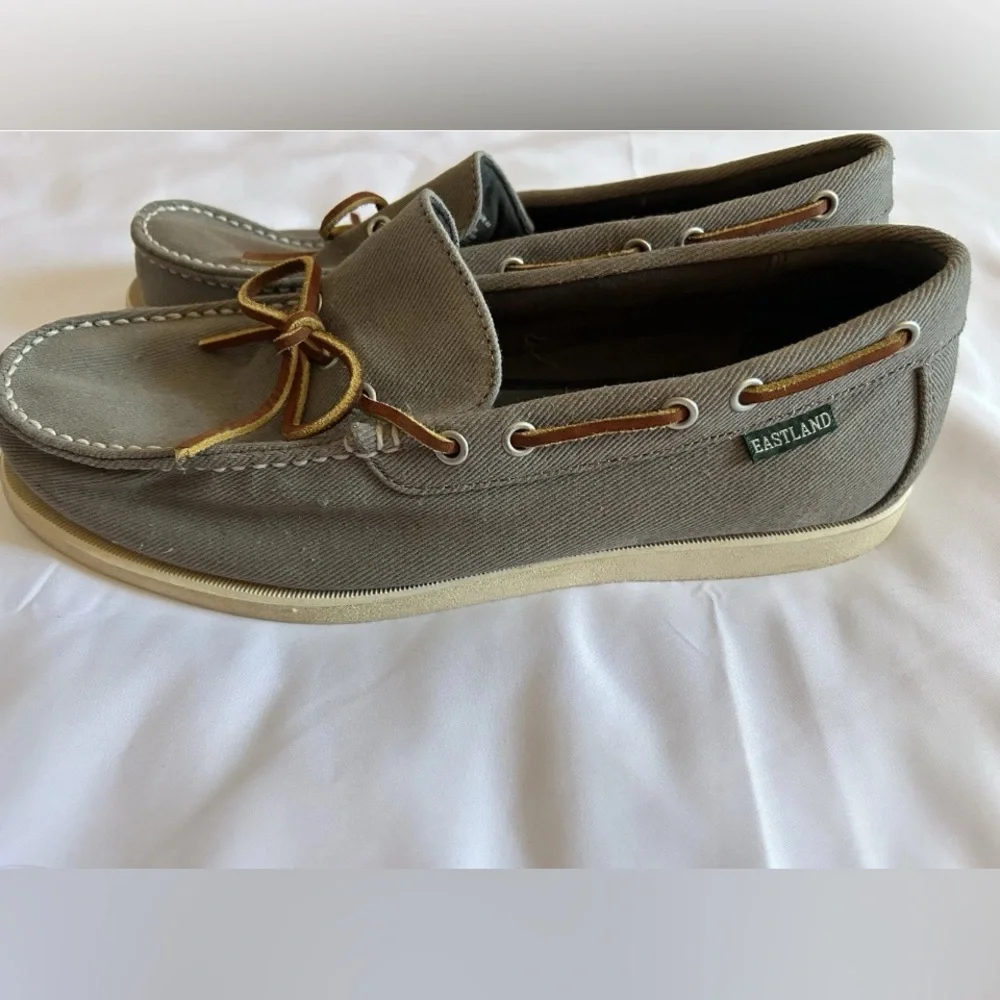 Men's Eastland Gray Canvas Boat Shoes Size 11D
